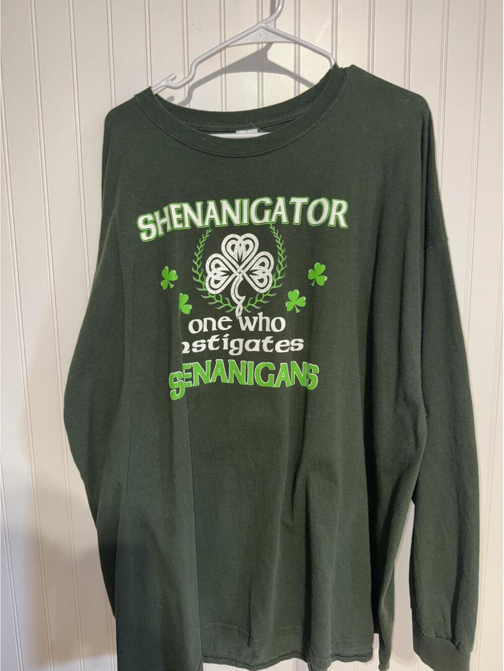 Gildan Ultra Cotton Green Shenanigator Long Sleeve Shirt 4x